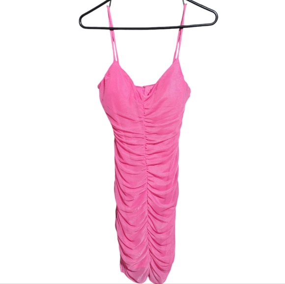 Pink Ruched Mini Dress - Picture 1 of 6